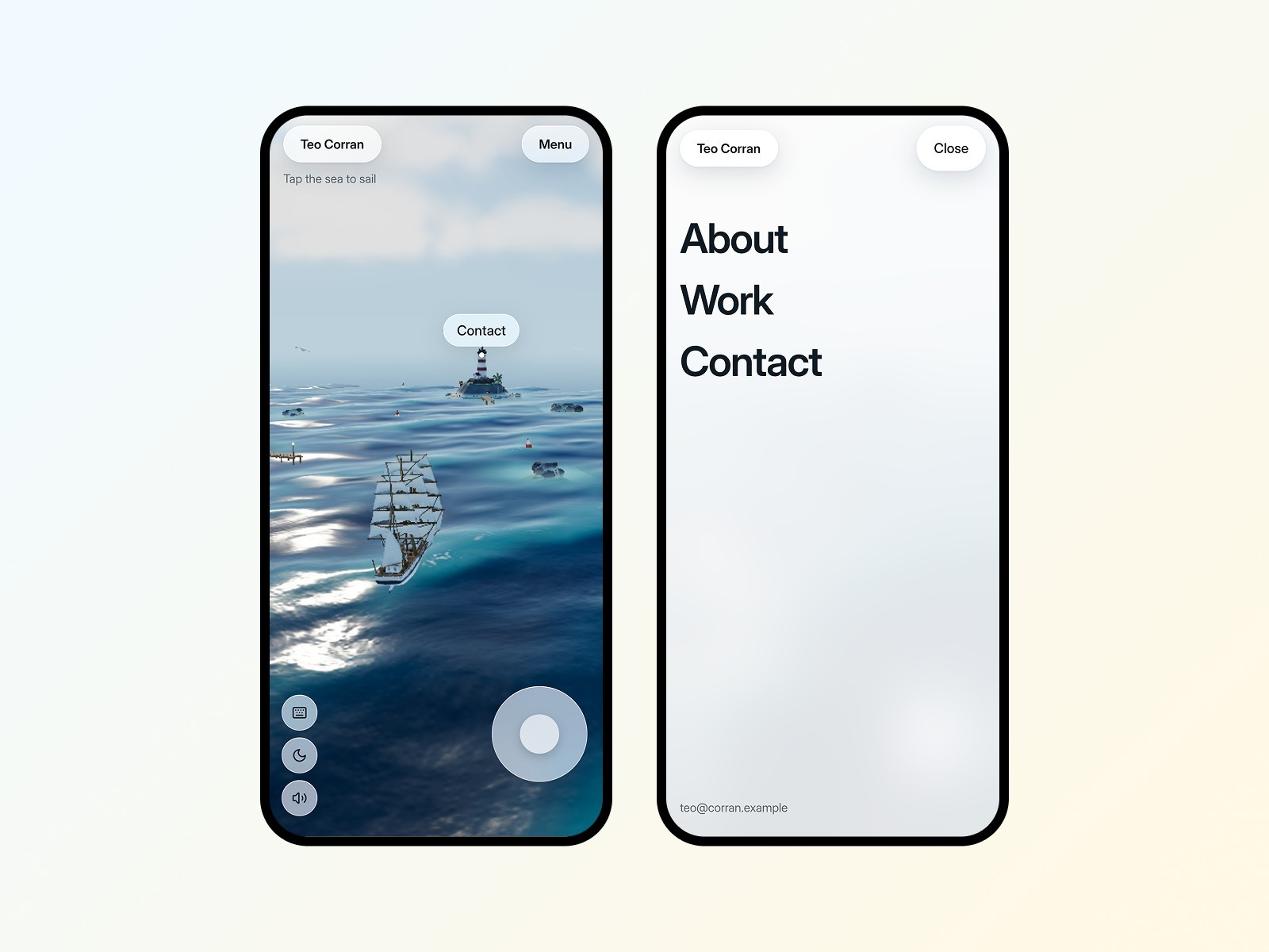 Teo Corran on phone with touch controls