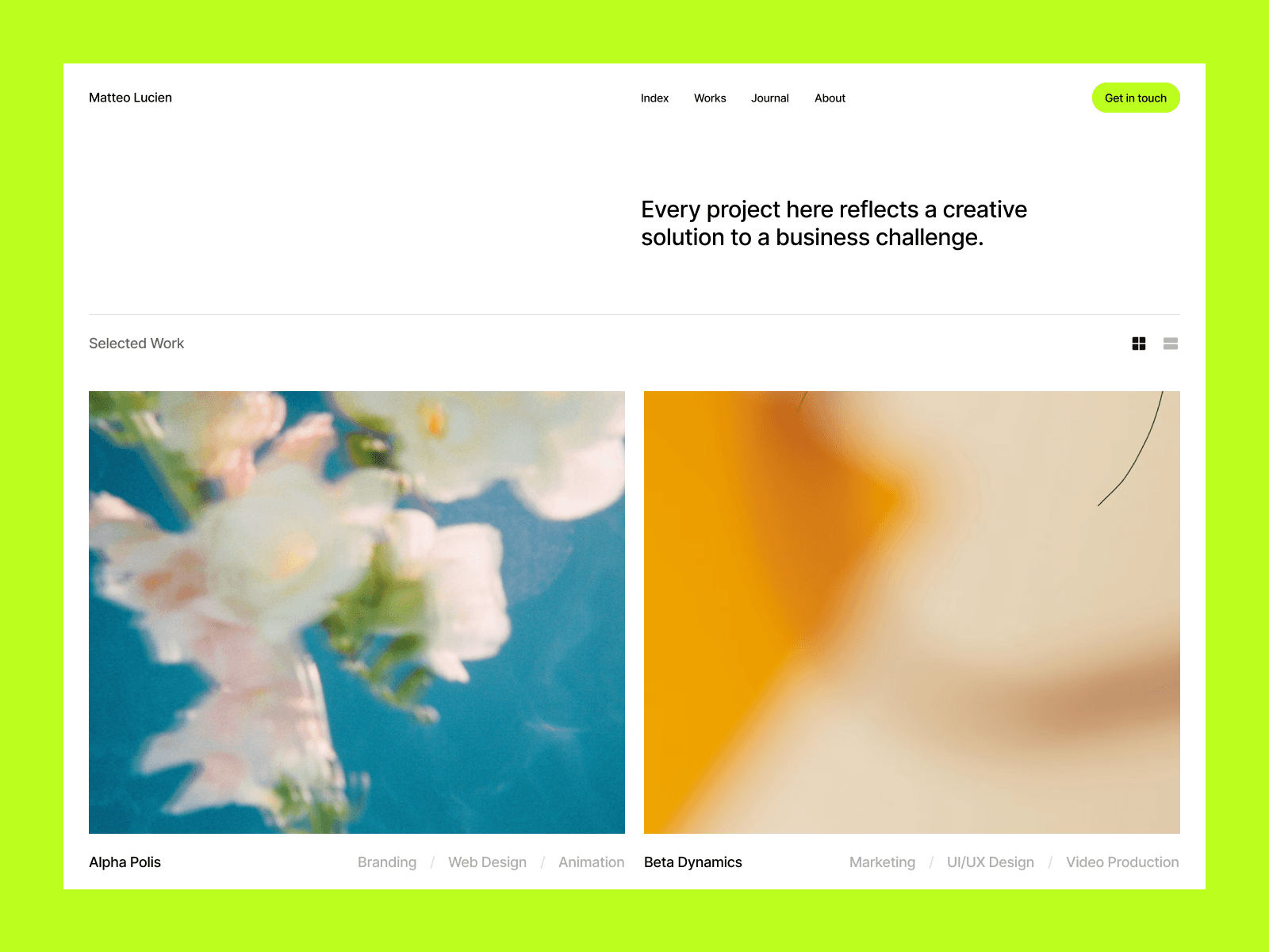 Matteo Lucien framer premium portfolio template