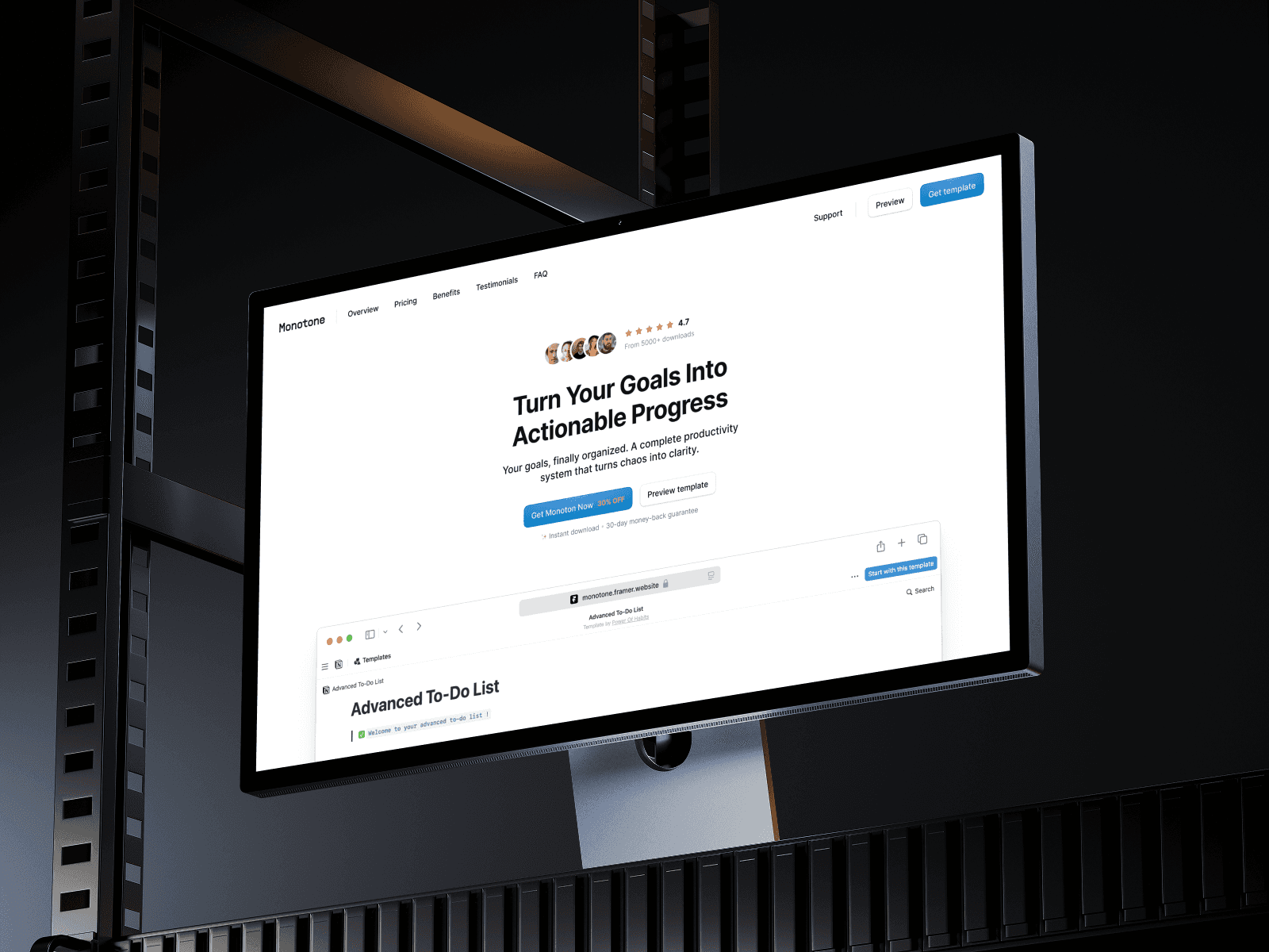  Monotone is a Notion-style website template with a minimalist design, perfect for solo creators and SaaS startup founders. Build a marketing-ready landing page, creator portfolio, or startup website in minutes with this conversion-focused Framer template.