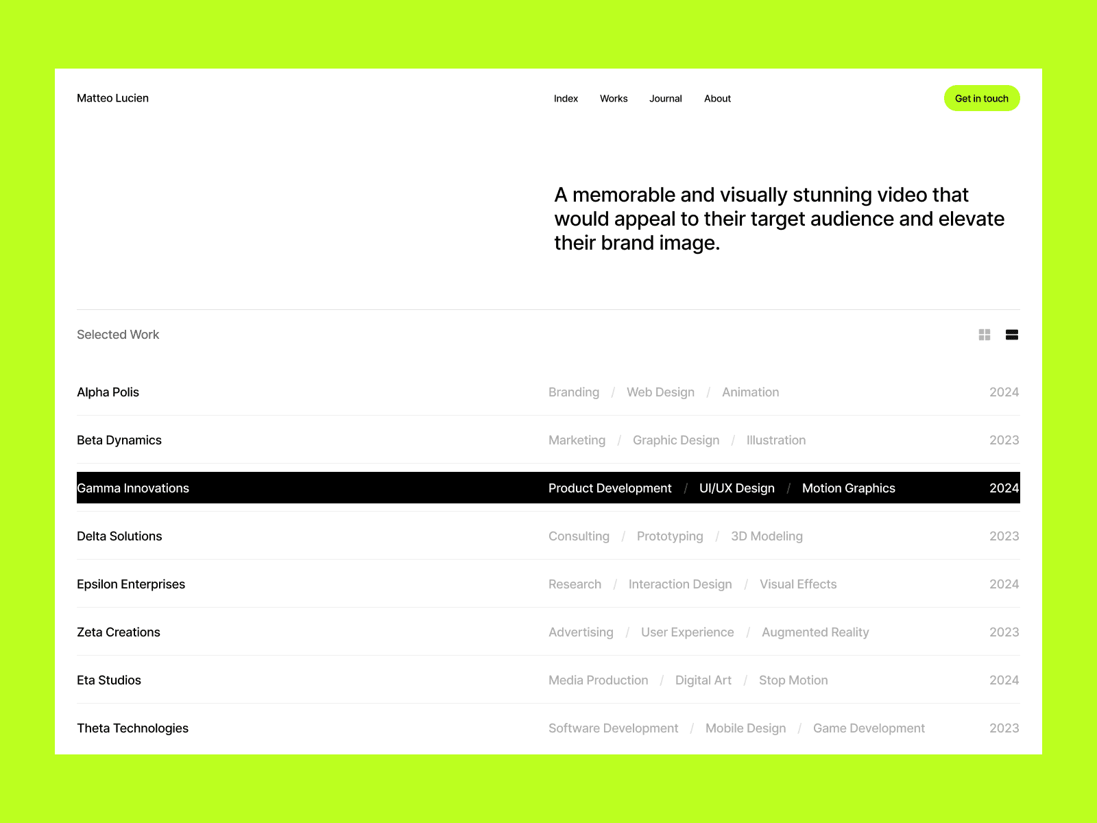 Matteo Lucien framer premium portfolio template
