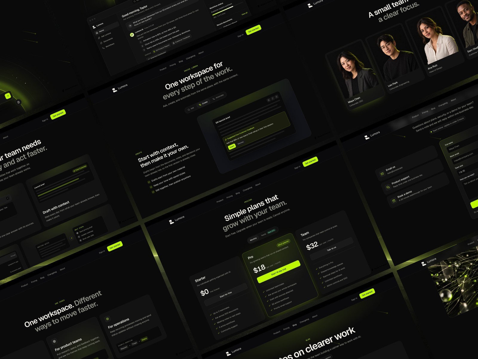 Lumora Workspace Framer template preview