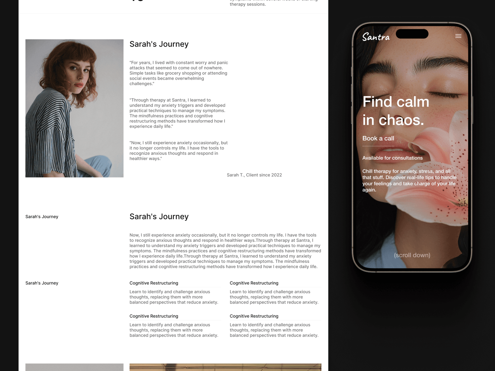 Framer website template for mental health and wellness professionals – clean and calming layout designed for psychologists and therapists.