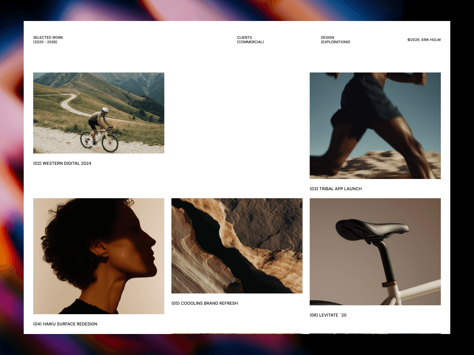 Erik Holm is a refined portfolio template for visual designers, creative directors, photographers, and motion artists. Present selected work and journal stories through editorial layouts, cinematic media, smooth interactions, and flexible CMS pages.