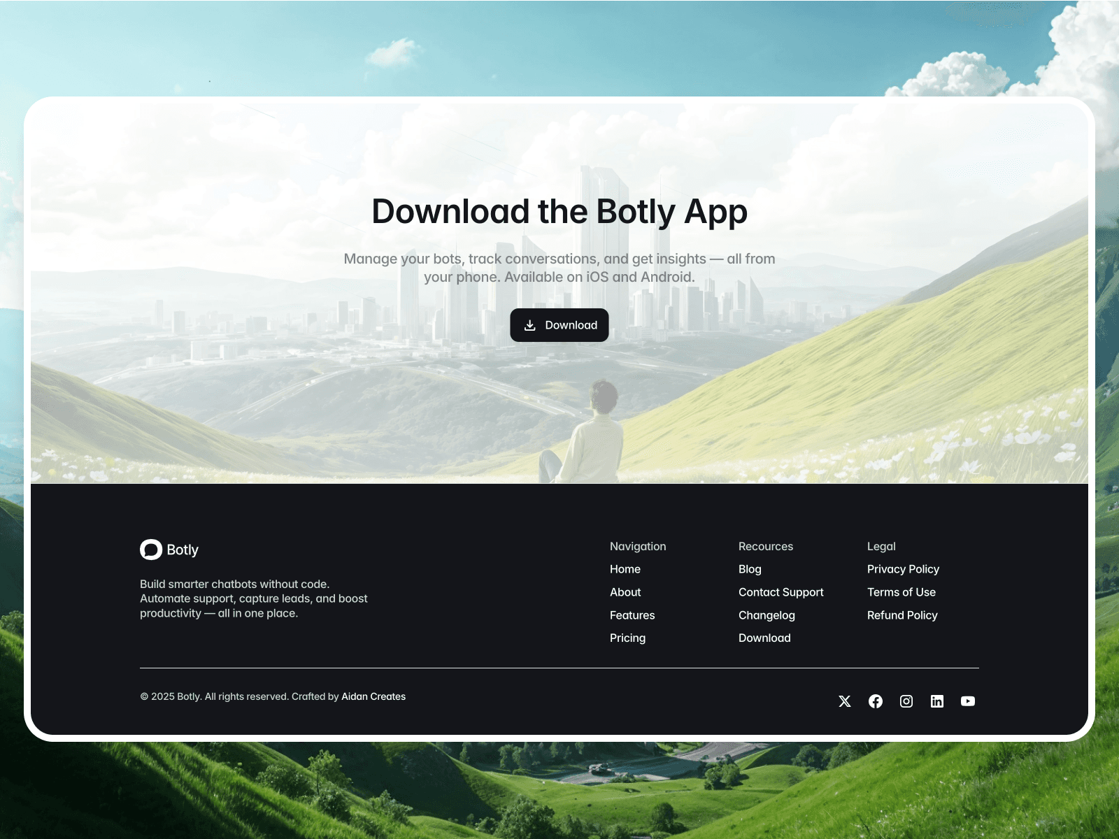 Botly Framer template preview for aidan creates space