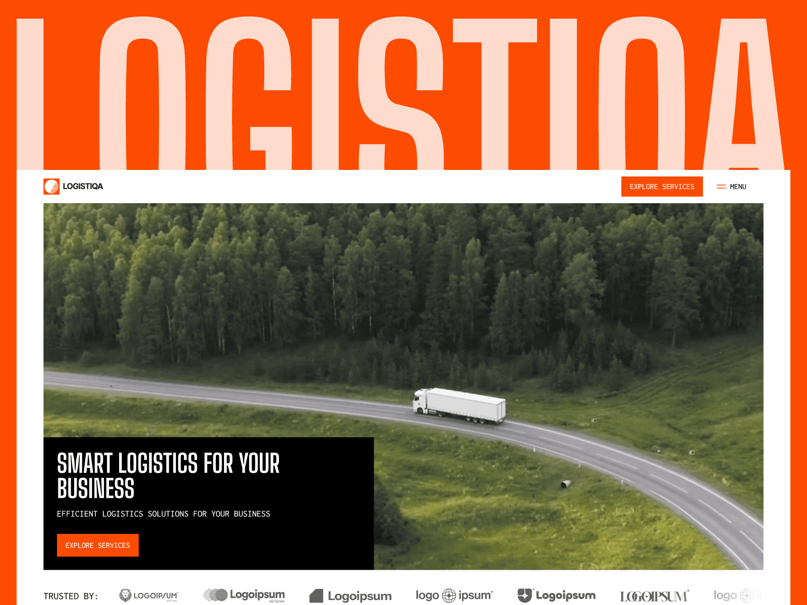 Modern logistics and freight services website template design — Logistiqa.