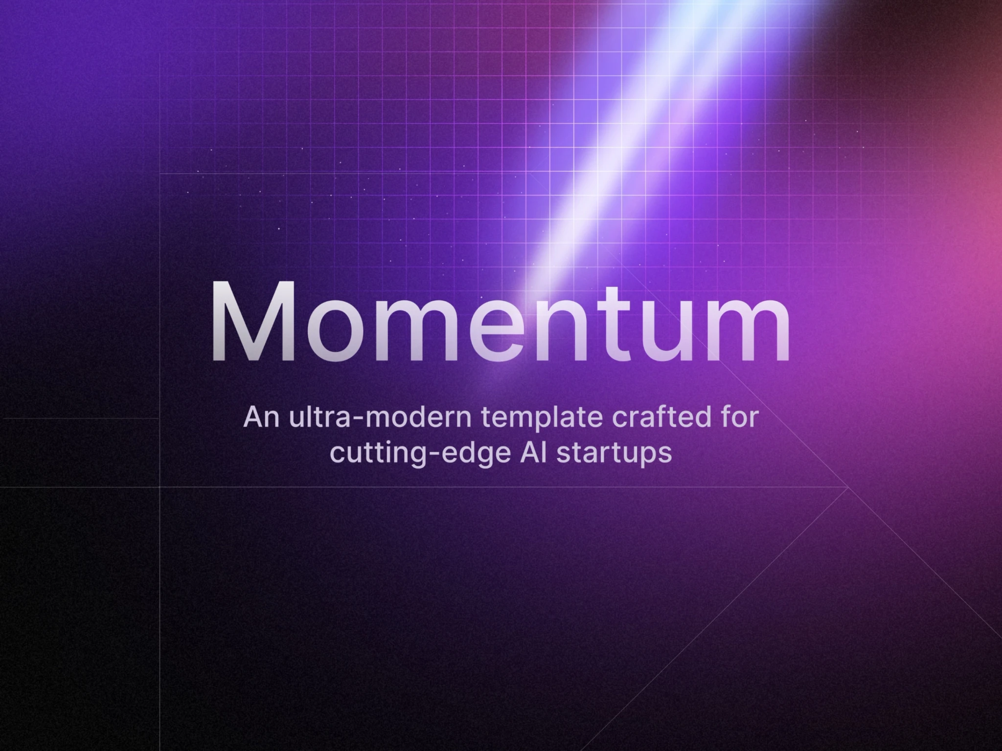 Momentum Framer template preview showcasing AI-powered SaaS features, with voice interaction UI elements, pricing options, and 3D user illustration on a modern layout.