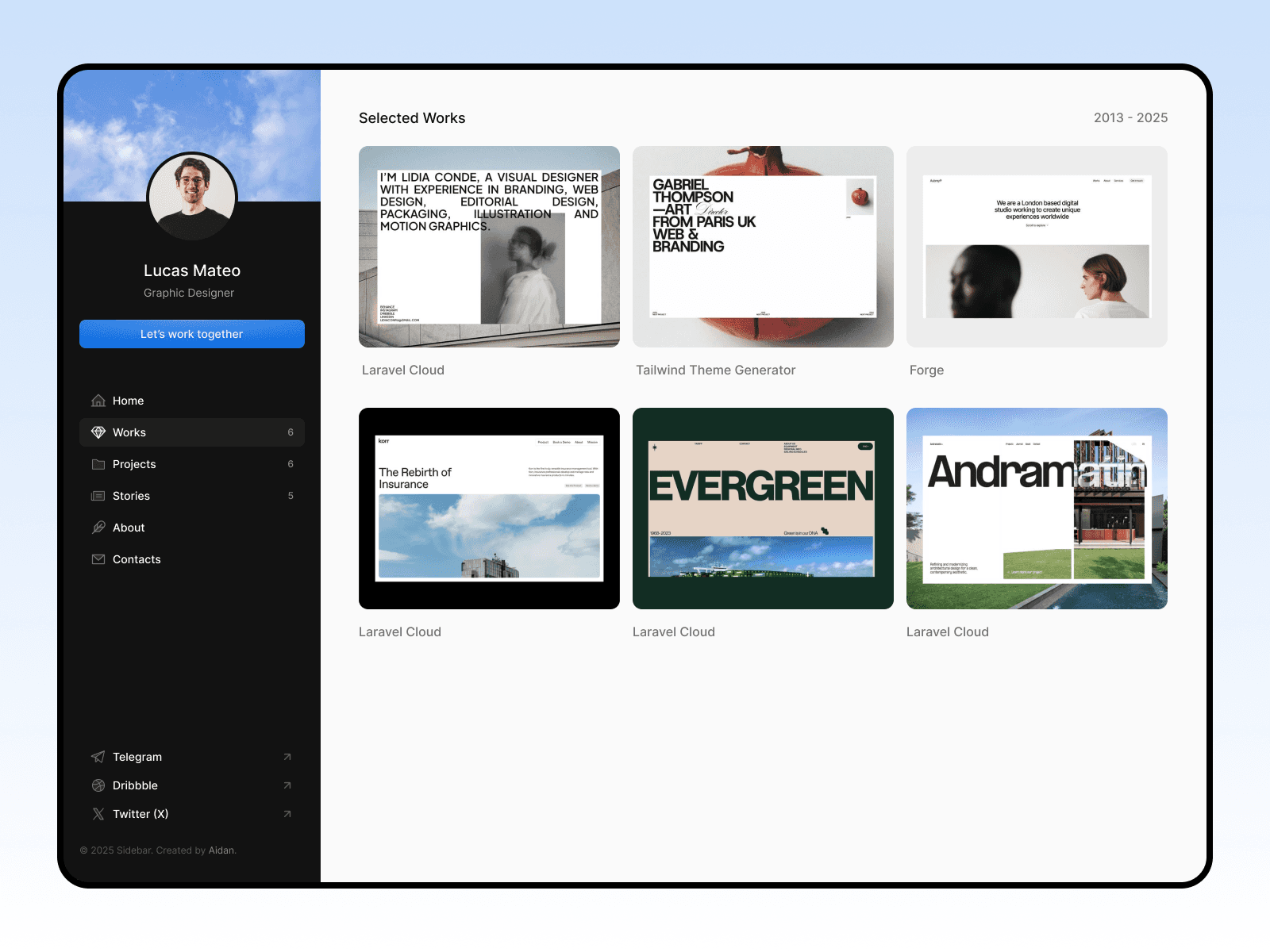 Lucas Mateo Framer template Portfolio
