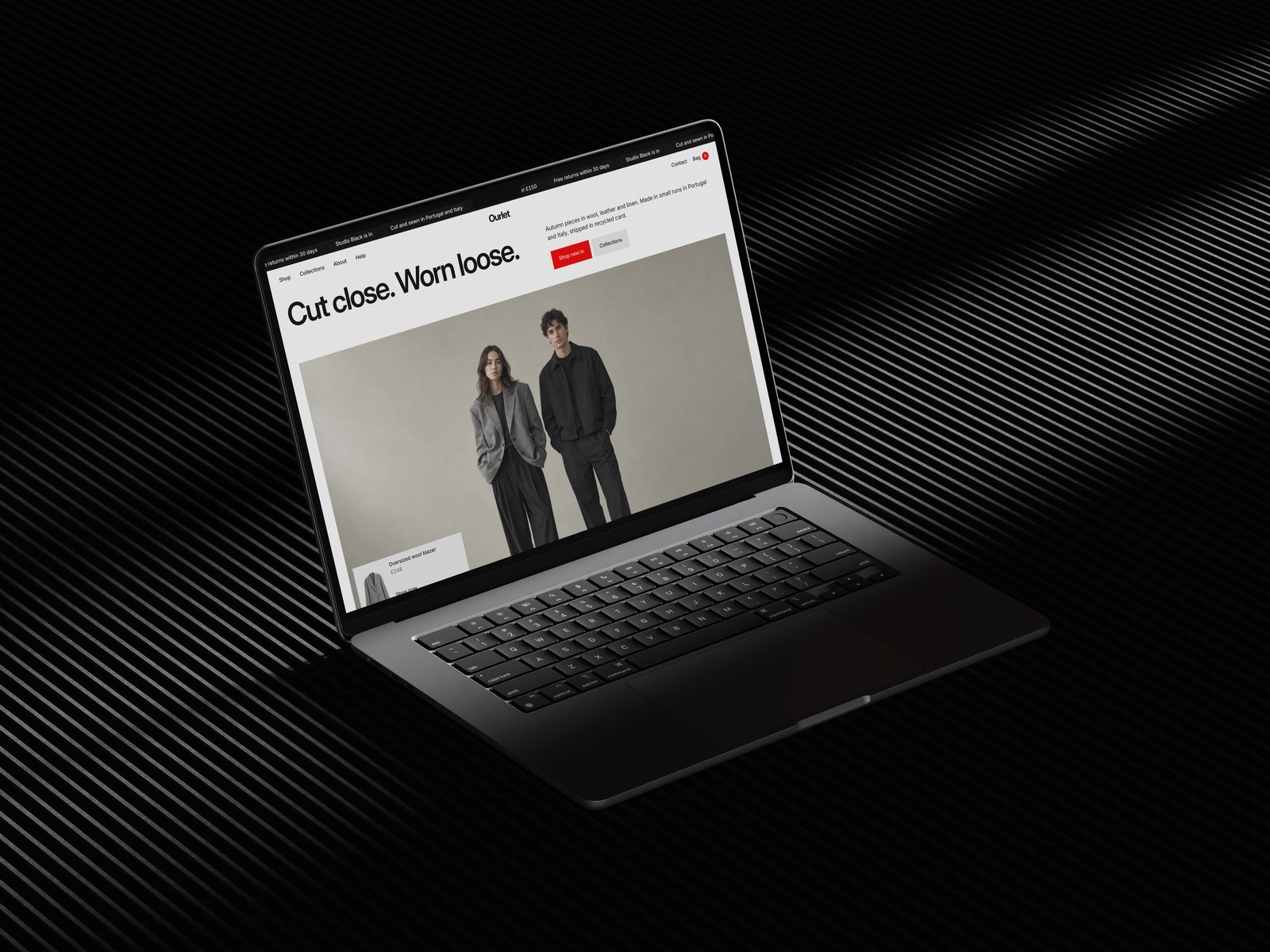 Ourlet home page on a laptop