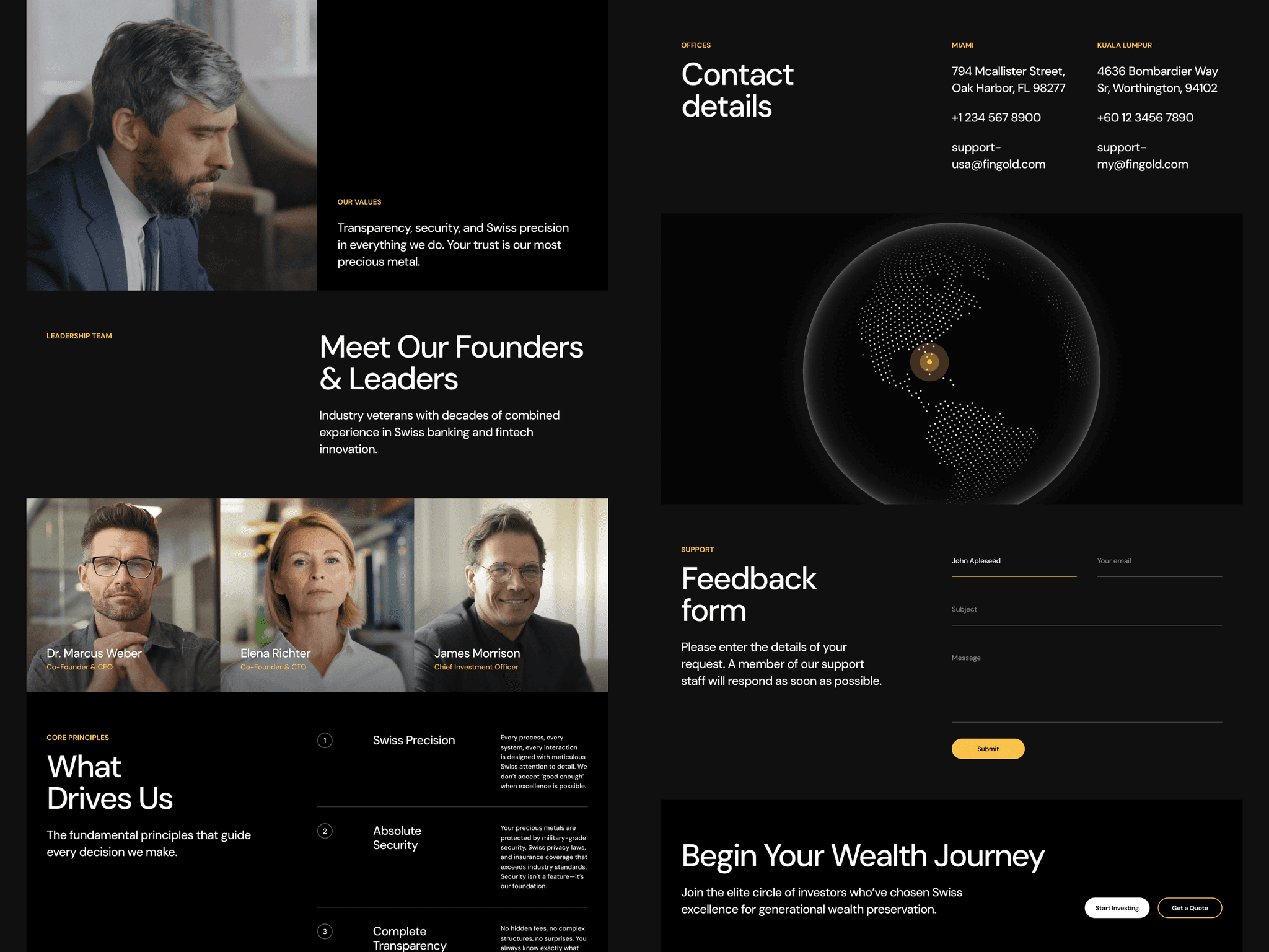FinGold is a refined, modern Framer template crafted specifically for wealth-management firms, private banking services, family offices, and financial advisories seeking a polished, high-trust web presence.