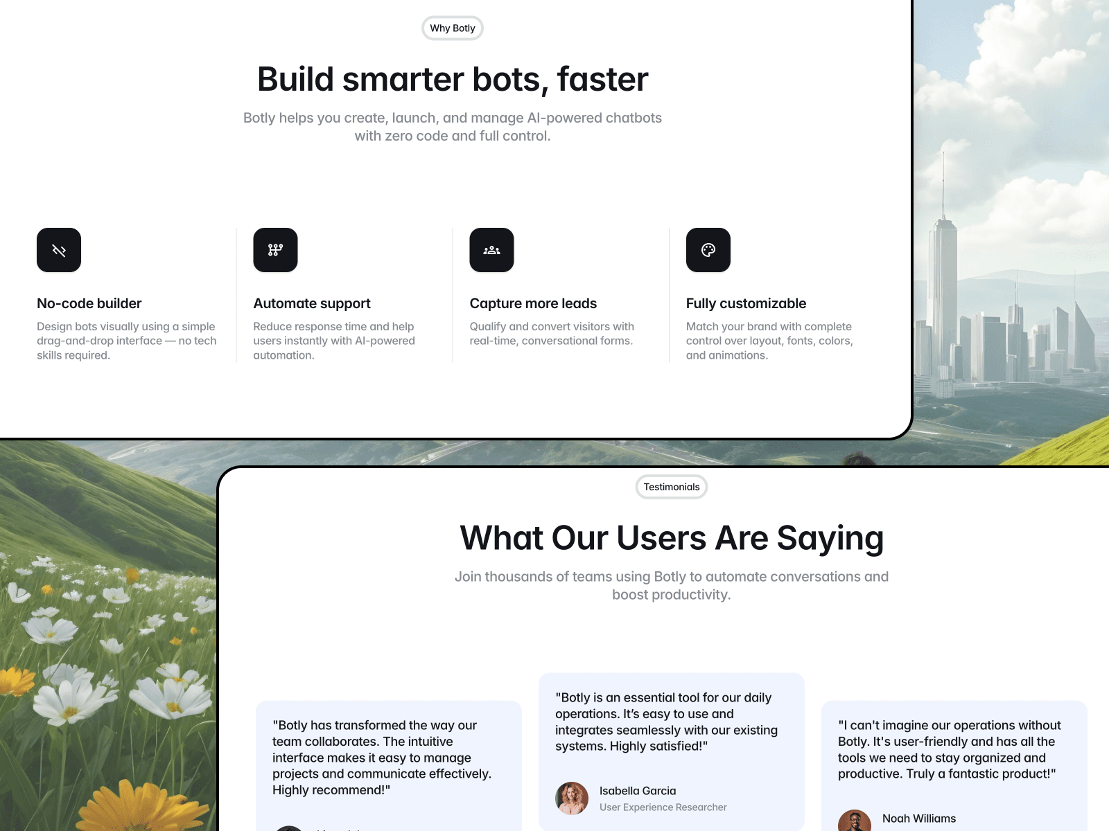 Botly Framer template preview for aidan creates space